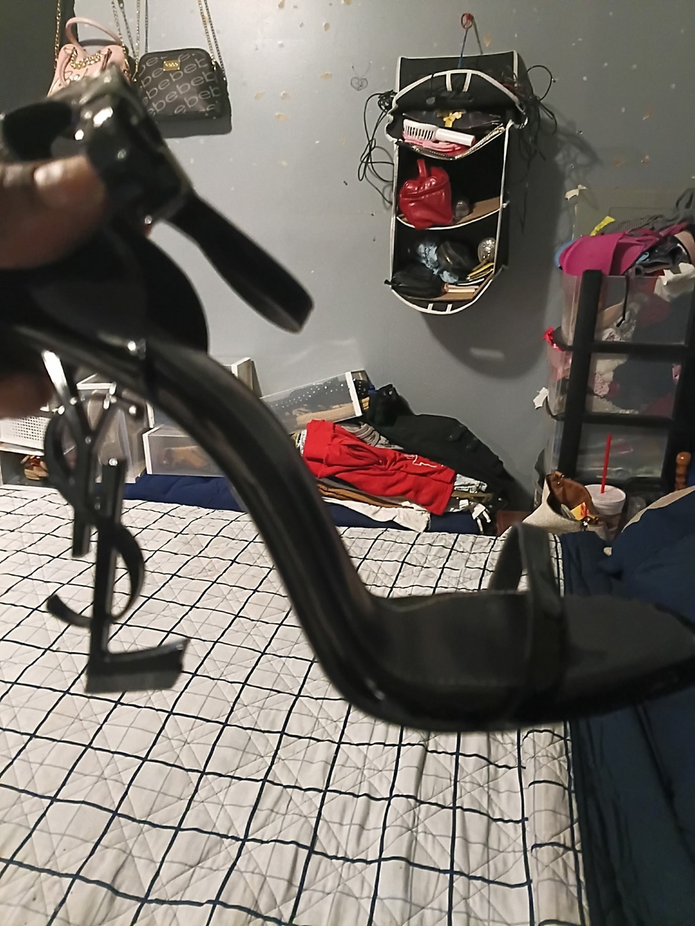 Yves Saint Laurent Patent Black Logo-Heel Ankle Strap Sandal
